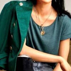 CAbi #4008 Groove Tee in Teal Stripe